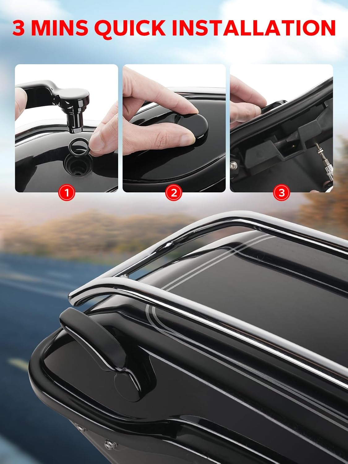 Amazicha Saddlebag Latch Kit Stainless Steel Saddle Bag Lifter Gloss Black fit for Harley Davidson Touring Street Glide Electra Glide Road King Road Glide Ultra Limited FLHR FLHT FLHX FLHTK 2014-2024