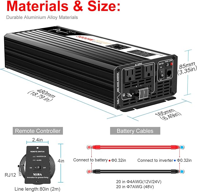 Xijia 3000W Pure Sine Wave Power Inverter DC24V to 110V 120V ac Converter 60HZ - Image 5