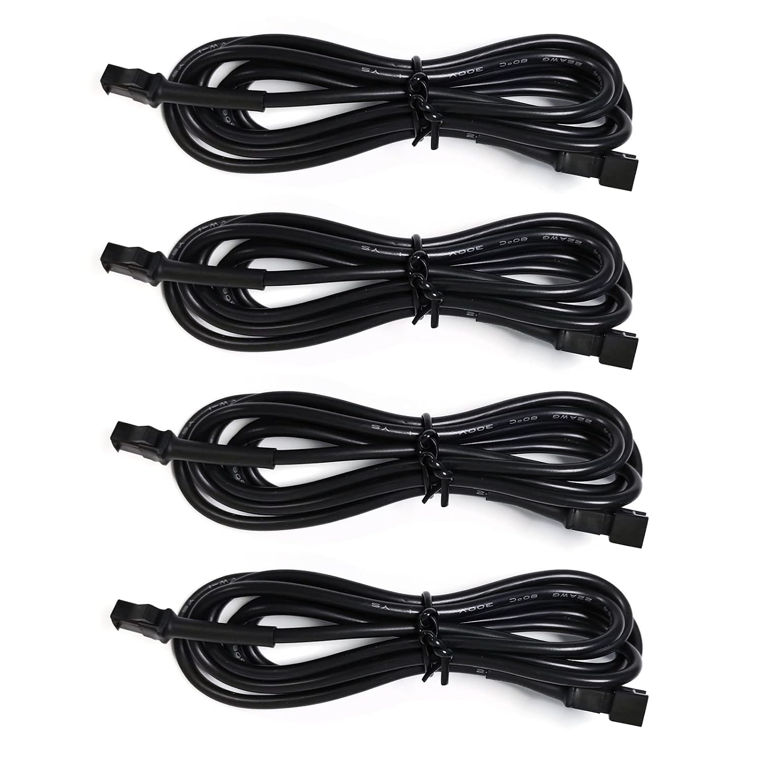 RGB LED Extension Cables, 4PCS 5 Feet Extension Cables and 2PCS 3 Way Y Splitter for Motorcycle LED Strips, Underglow Neon Accent Light Kit, Rock Light Extension Wire Cord