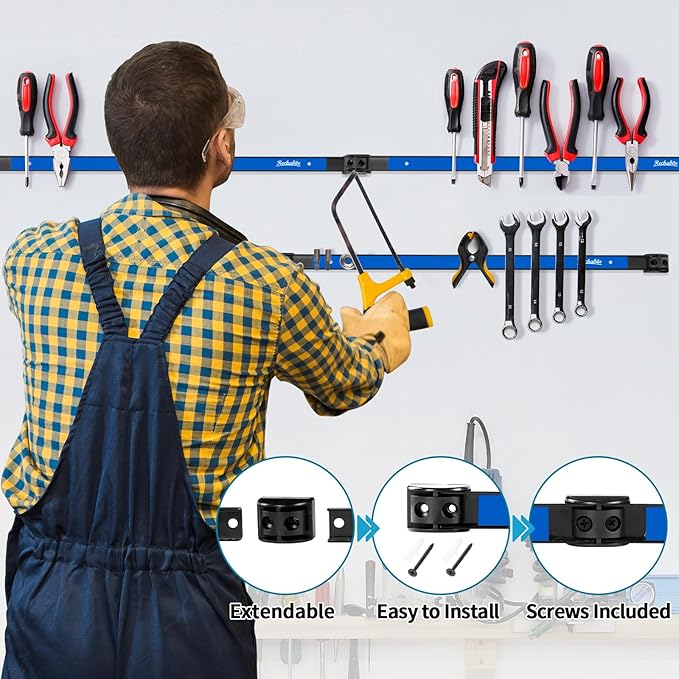 12" 18" 24" Magnetic Tool Holder Strip, Metal Tool Organizer Rack - Image 3