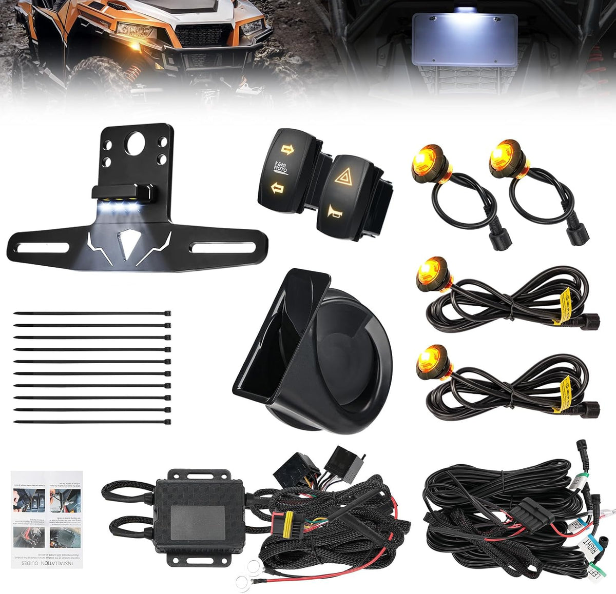 kemimoto utv turn signal kit with 110d horn, main product view