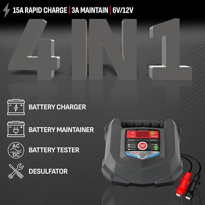Schumacher Electric Car Battery Charger and Maintainer SC1280 4-in-1, 15 Amp - Image 2