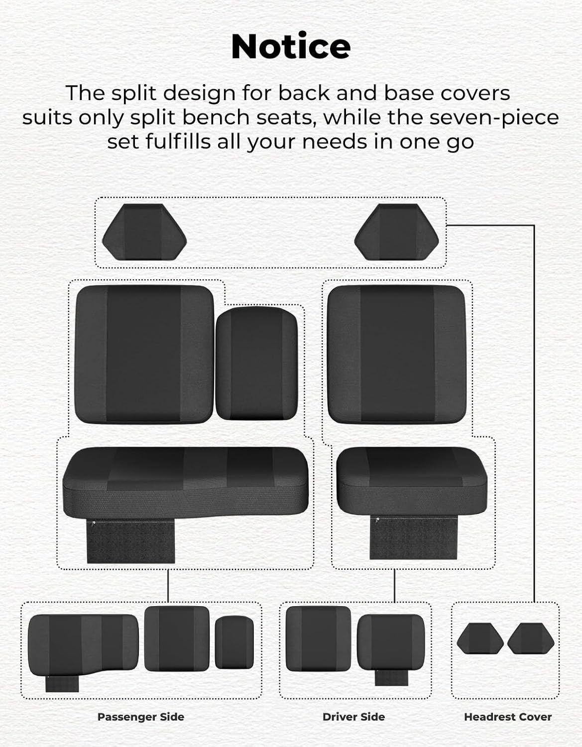 KEMIMOTO 1680D Seat Covers Set Compatible with CFMOTO Uforce 1000 2019-2024/1000 XL 2022-2024 (Front Seats) Oxford Fabric Pet Toenail Proof Water-Resistant Seat Cover Accessories