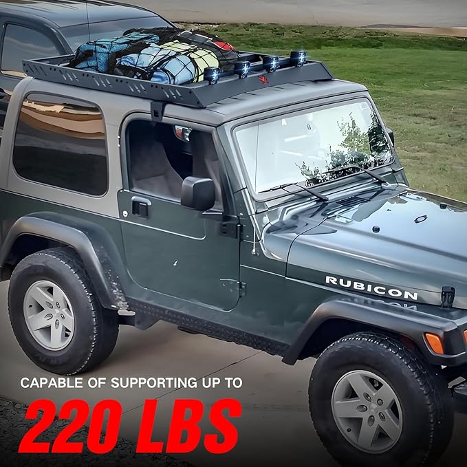 Roof Rack Cargo Basket with 4PCS LED Light Bar Compatible - Image 5