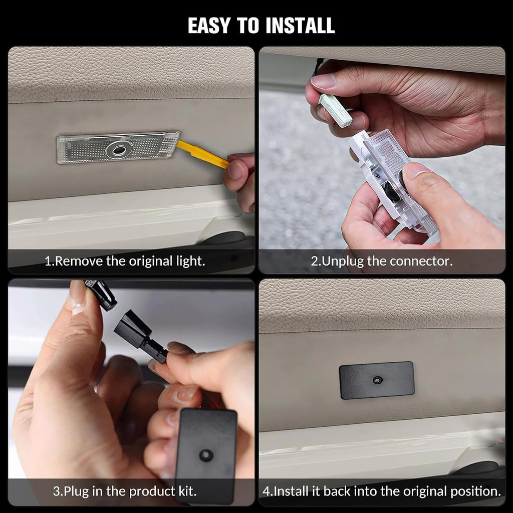 Car Door Logo Projector Lights – 2 LIghts Compatible with Tesla Accessories for Model Y / 3 / S/X (2016-2026), Ultra-Bright 3D Welcome Lights (4-Pack), No Fade HD Projection