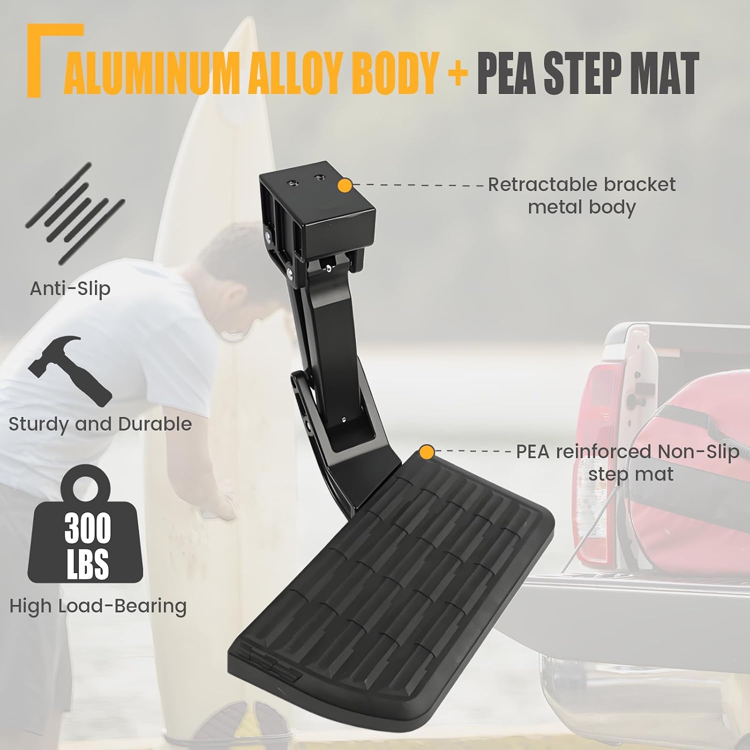 GSPSCN Rear Bed Step Replacement for Toyota Tacoma 2012-2023,# PT392-35100 | Folding Truck Step Retractable Tailgate Bedstep Bumper Tailgate Step
