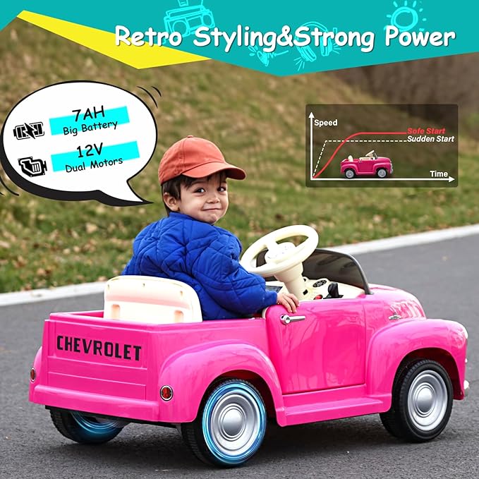 Joywhale 12V Kids Ride on Car Licensed Chevrolet 3100 Pickup Battery Powered - Image 2