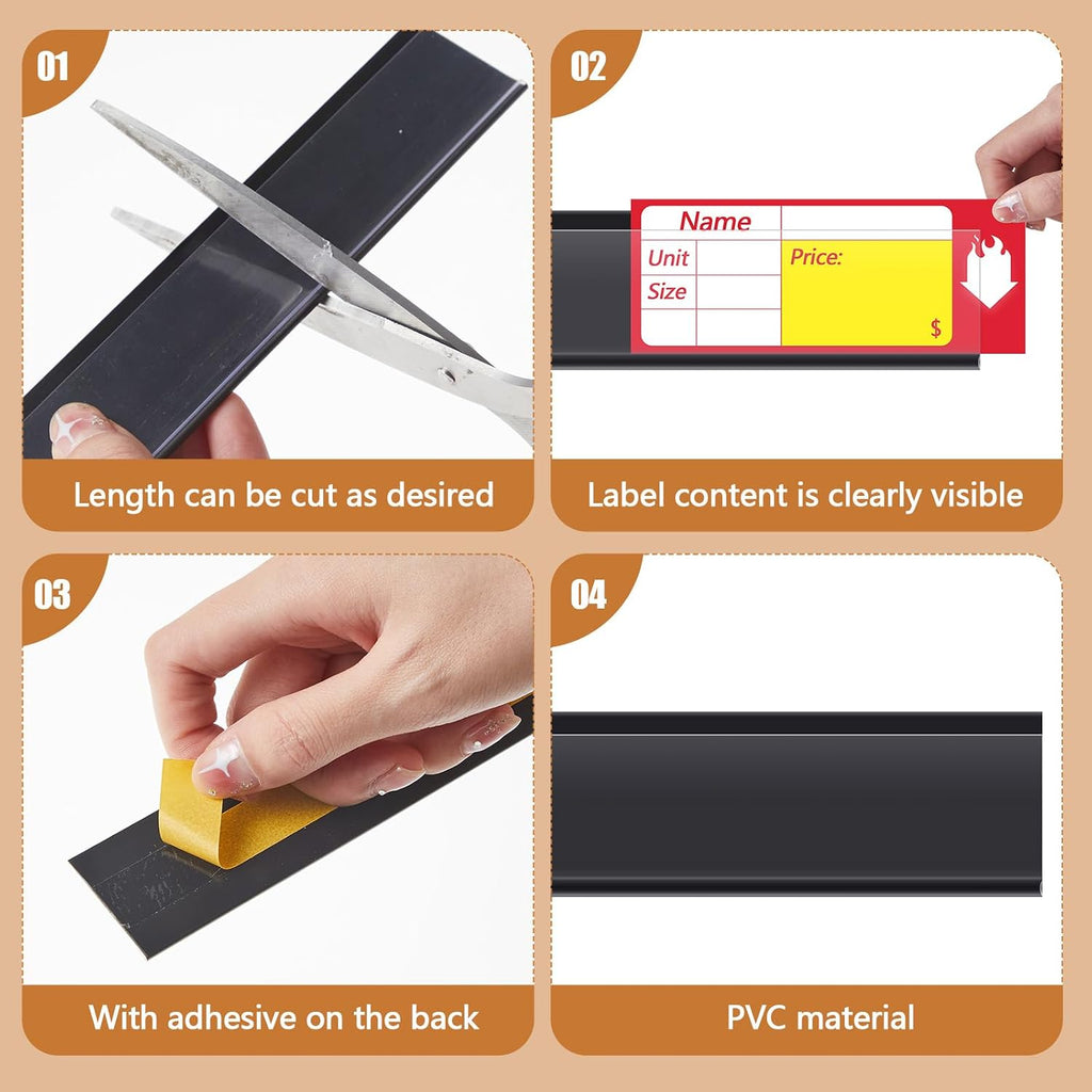 spiareal 50 pcs shelf label holders adhesive price, side view