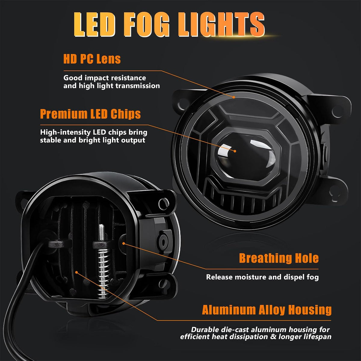 civic 3.5" led fog lights assembly, white amber shown in use
