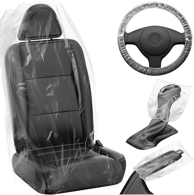 MYFAMIREA 250 PCS Disposable Car Seat Covers Clear Plastic Vehicle Seat by MYFAMIREA