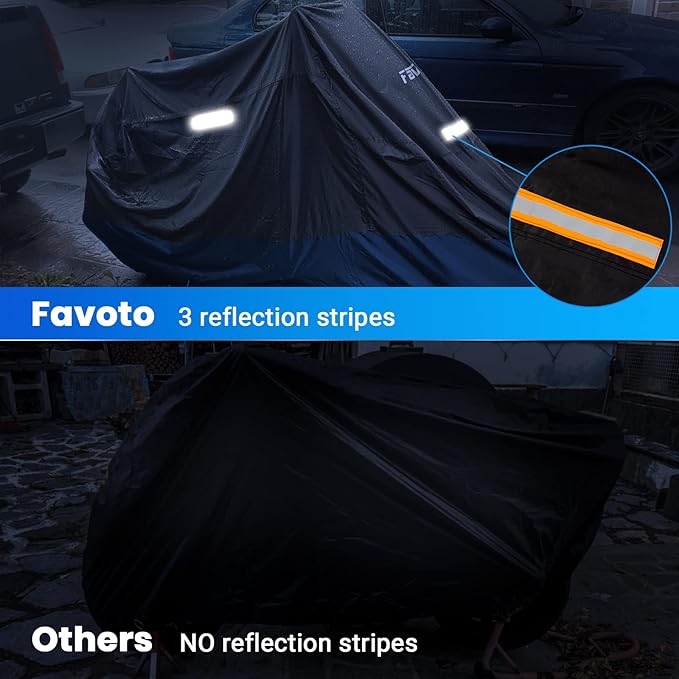 Favoto Motorcycle Cover 104 inches Length All Season Universal Weather - Image 4