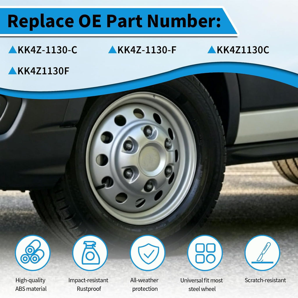 2Pcs Silver Hubcaps Fit for 2019-2026 Ford Transit 150 250 350 350HD 16" Wheel Center Cap Cover SRW & DRW Front Wheels Only (Not Rear Dual Wheels) Replaces KK4Z-1130-C KK4Z-1130-F (Silver)