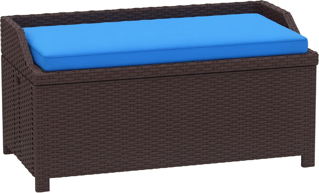 outsunny 34 gallon outdoor wicker storage bench deck, main product view