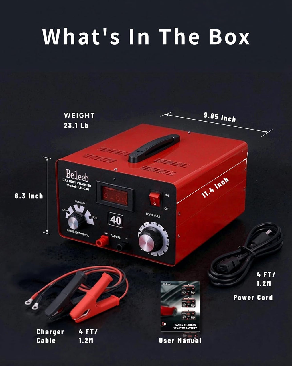 Multi-Voltage Battery Charger 12V 24V 36V 48V 60V 72V for LiFePO4, Lithium Batteries, High Voltage Pulse Desulfator for Lead-Acid, for Car, Golf Cart, RV, Marine, Boat