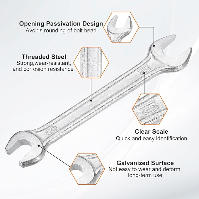HARFINGTON 2pcs Double Open End Wrench 8mm x 10mm Metric 15 Degree Offset Angle - Image 4