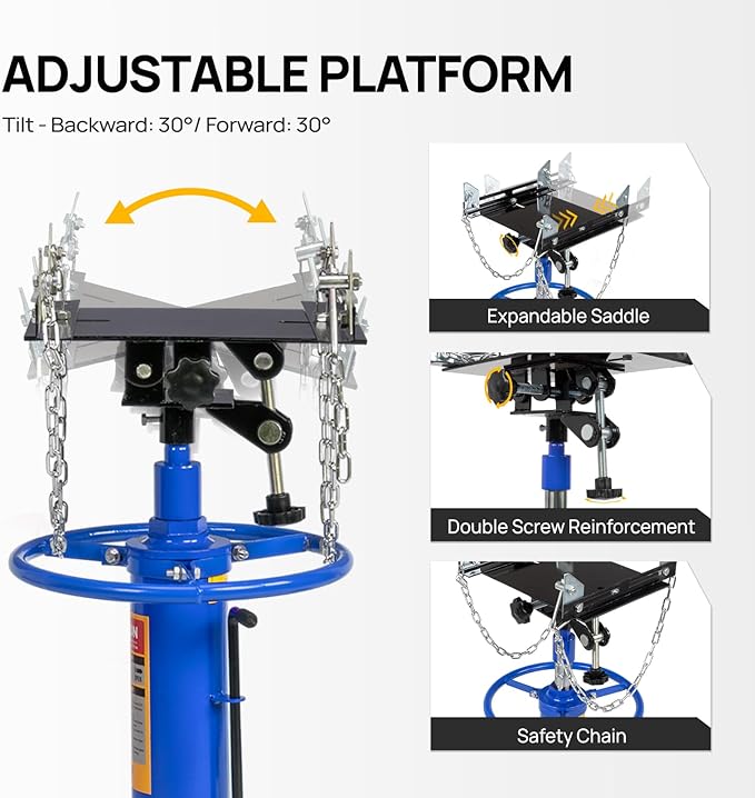 TUFFIOM Transmission Jack, 1660 lbs 3/4-Ton Hydraulic 2-Stage High Lift - Image 5