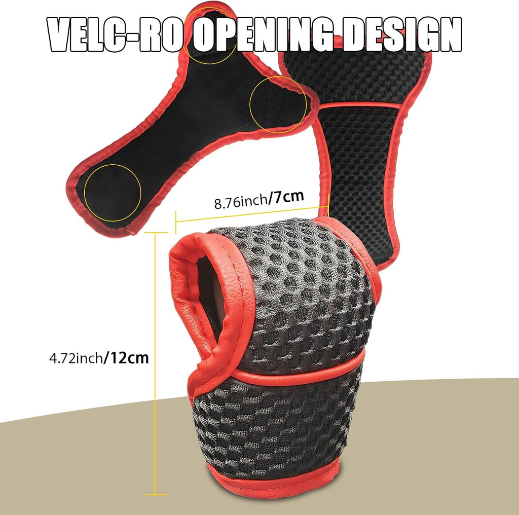 Car Gear Shift Knob Cover, 5D Mesh Fabric Car Gearshift Protector, Anti-Slip Breathable Vehicle Shifter Lever Dust Cover, Universal Decorative Accessories for Cars, Trucks, SUVs (Black Red)