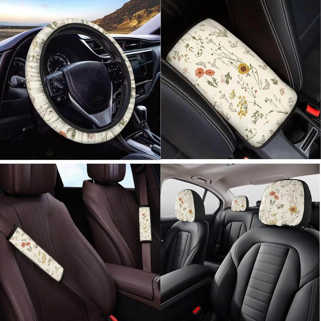 boho car seat covers full set with steering, side view