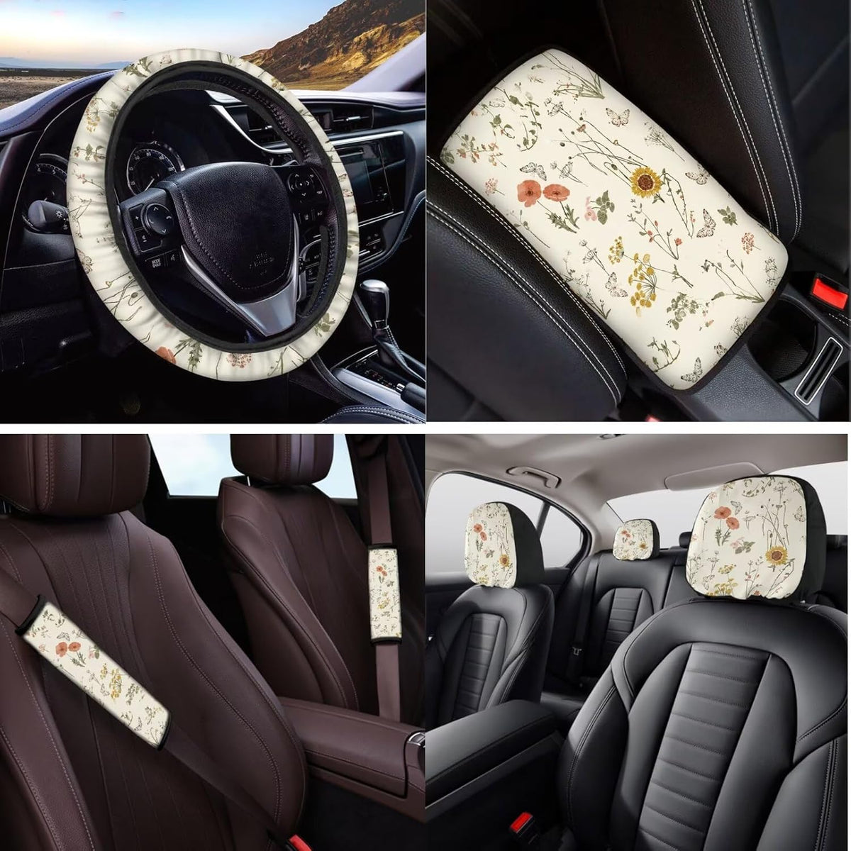 boho car seat covers full set with steering, side view