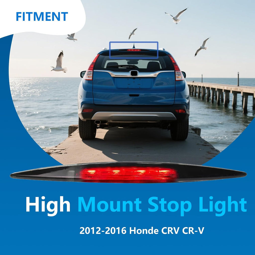Third Brake Light Compatible with Honda CRV 2012 2013 2014 2015 2016, LED High Mount Stop Light Brake Lights,3rd Stop Lamp, Replacement for 34270TFCH01,(Black Shell)