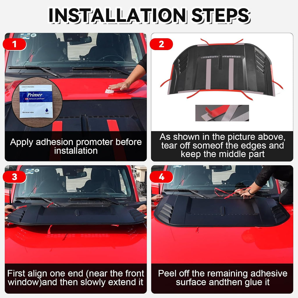 Hood Scoop Cover for Ford bronco 2021-2026 2/4 door, ABS Plastic matte black hood scoop grille for Ford bronco 2021 2022 2023 2024 2025 2026 (Not fit for Ford Raptor and Sport)