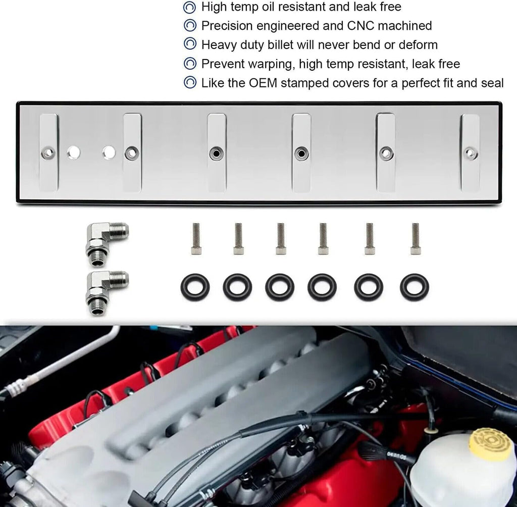Billet Aluminum Tappet Cover & Fitting Kit Replacement for 1989-2002 Cummins Turbo Diesel 5.9L 12v 24v Dual Port Ram VE44 P7100 Pumps (Silver)