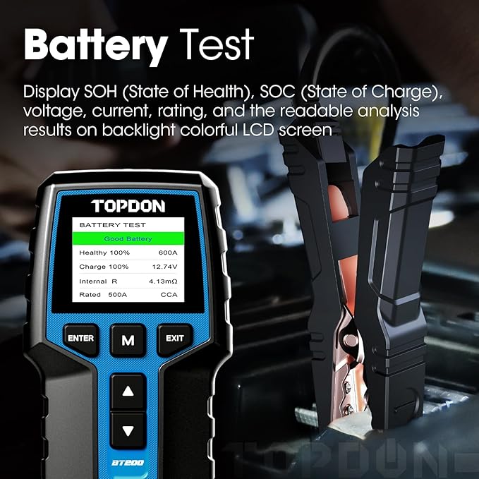 Car Battery Tester 24V 12V Load Tester, TOPDON BT200 100-2000CCA Automotive - Image 6