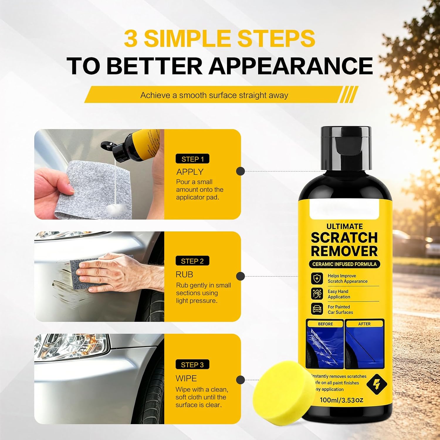 Nano Scratch Remover, Plastic Polish Scratch Remover, Deep Car Scratch Remover Kit, Quick Repair Scratches and Restore Shine for Car 2pcs