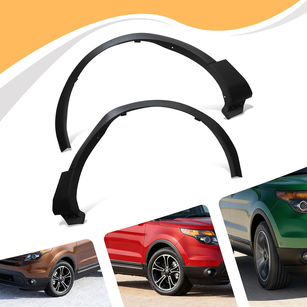 Fender Flares Compatible with 2011-2015 Ford Explorer,Front Left & Right Wheel Arch Trim Pair,PP Material Black Fender Flares Replacement for FO1290126 BB5Z16039AA BB5Z16038AA