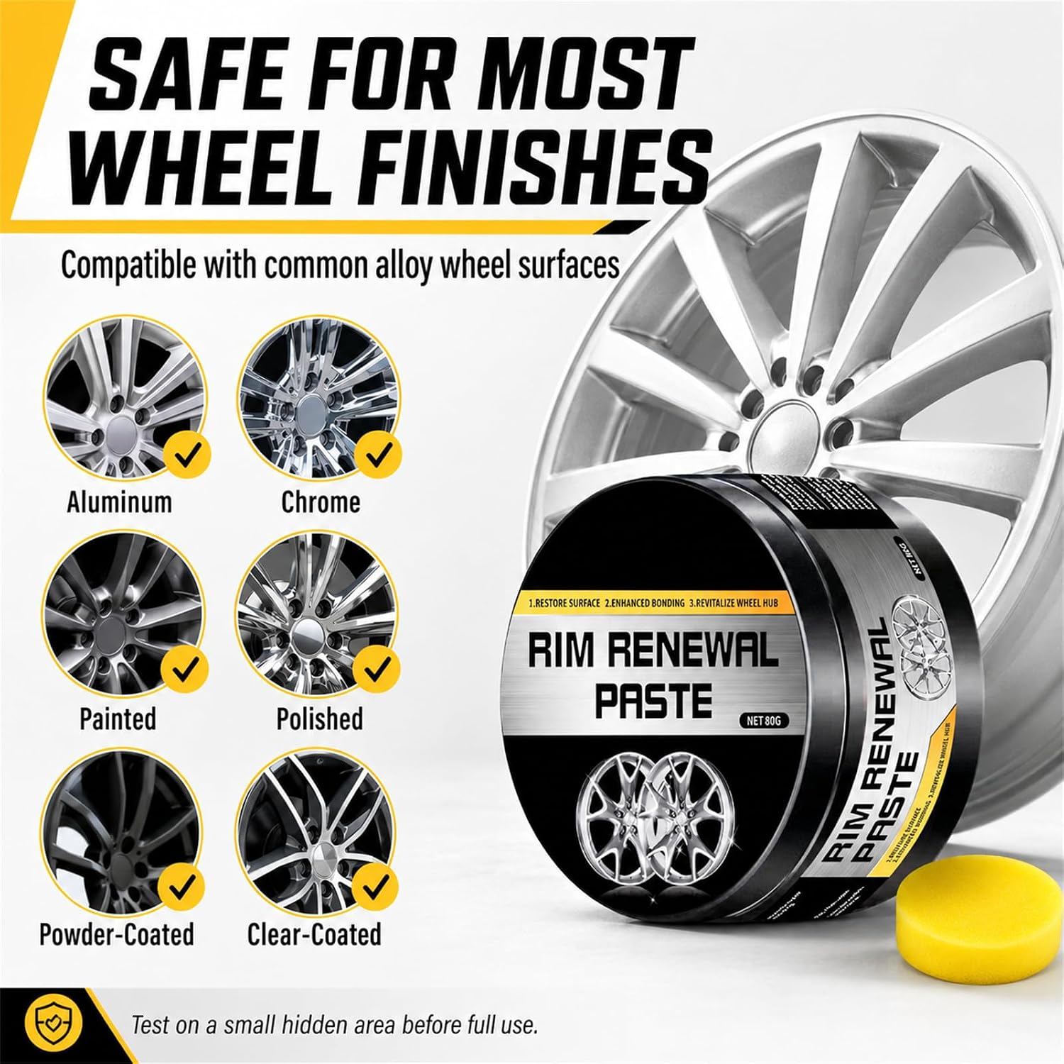 Rim Renewal Paste Wheel Care & Restoration Paste, Multi-Purpose Wheel Restoration Polish Buffs Away Scratches, Fills Scuffs, Restores Brilliant Shine, Safe for All Alloys 2026 New (1pcs)
