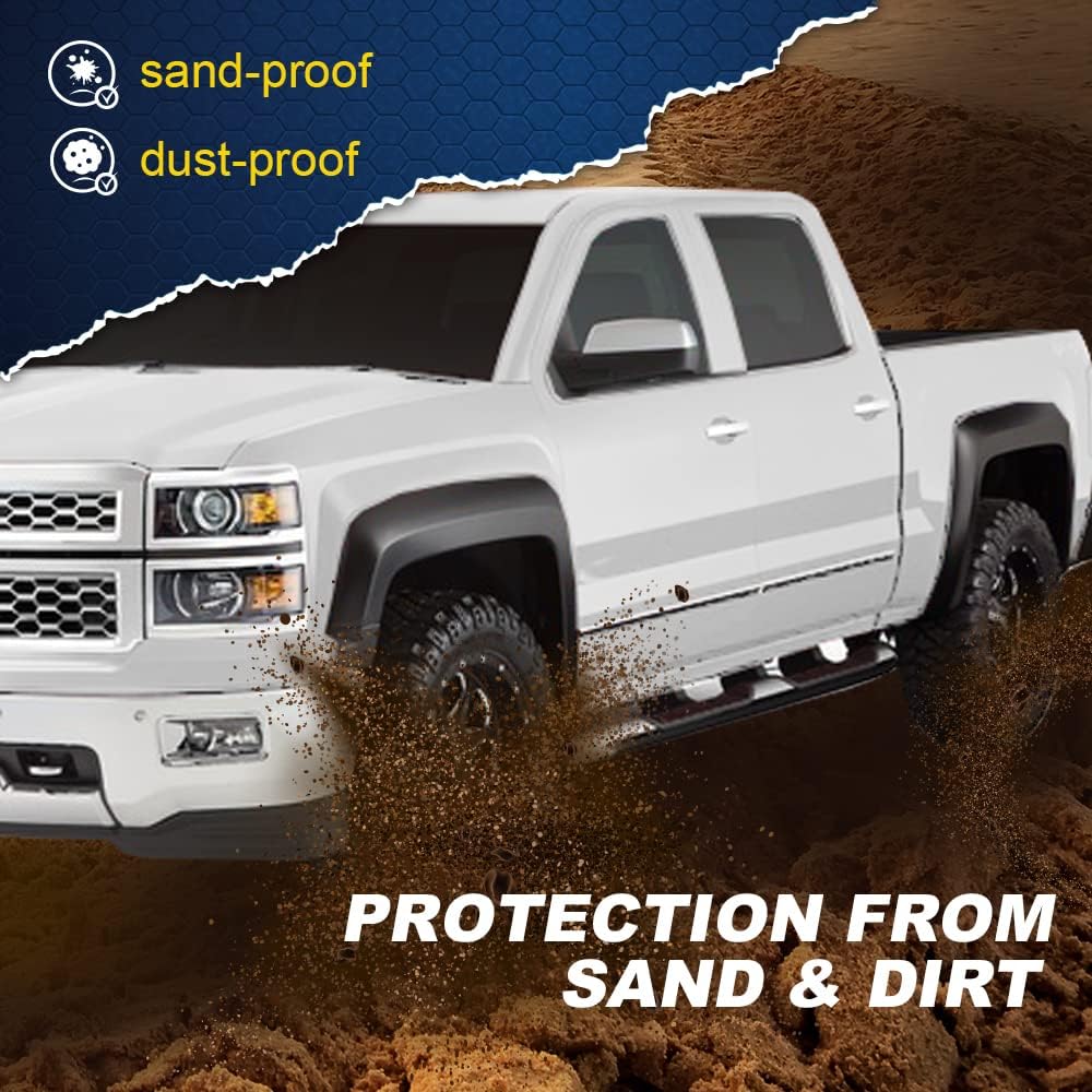 4Pcs Fender Flares Fit for 2014-2018 Chevy Silverado 1500, 2015-2019 Silverado 2500HD 3500HD, Only for Fleetside Bed, Excludes Dually Models