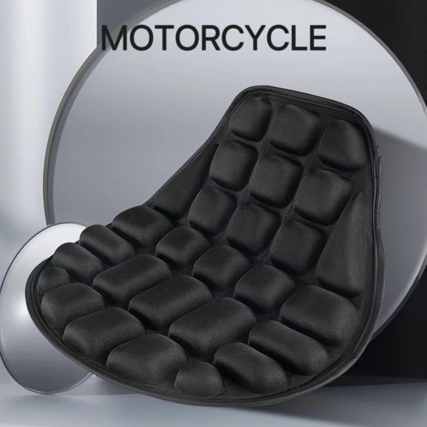 Universal Motorcycle Seat Cushion - 3D Shock-Absorbing Spandex Padded Seat Cover Protector - Black