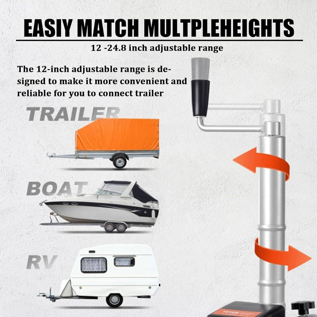 12V Electric Jockey Wheel Mover for Caravan & Boat Trailer, 350W, Max Load 5504.5 lbs (2270 kg), High-Speed Aluminium Wheel 5-7m/min for Easy Towing