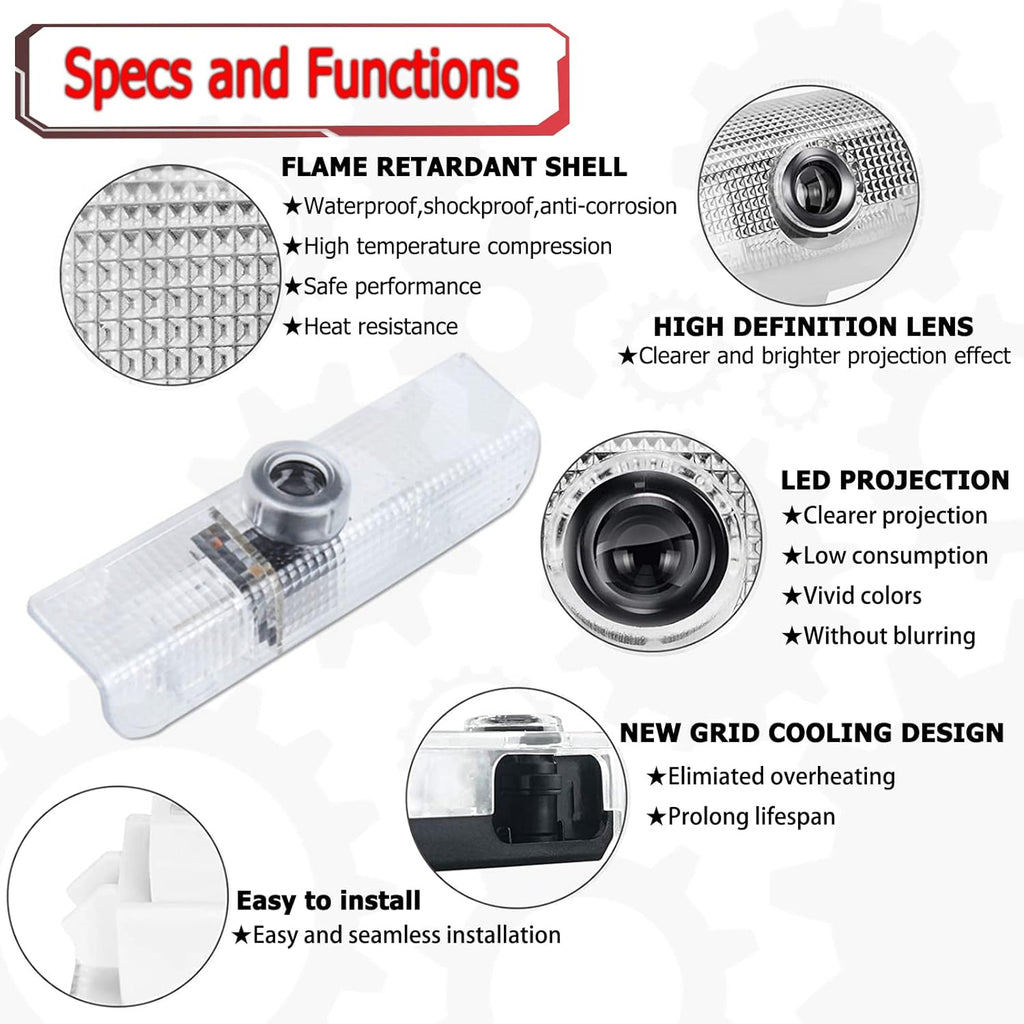 Never Fade Car LED Door Lights Projector Courtesy Welcome Light Ghost Shadow Light Logo Compatible with QX56 2004-2010 QX60 2014-2017 JX35 2013-2017 Puddle Light Accessories