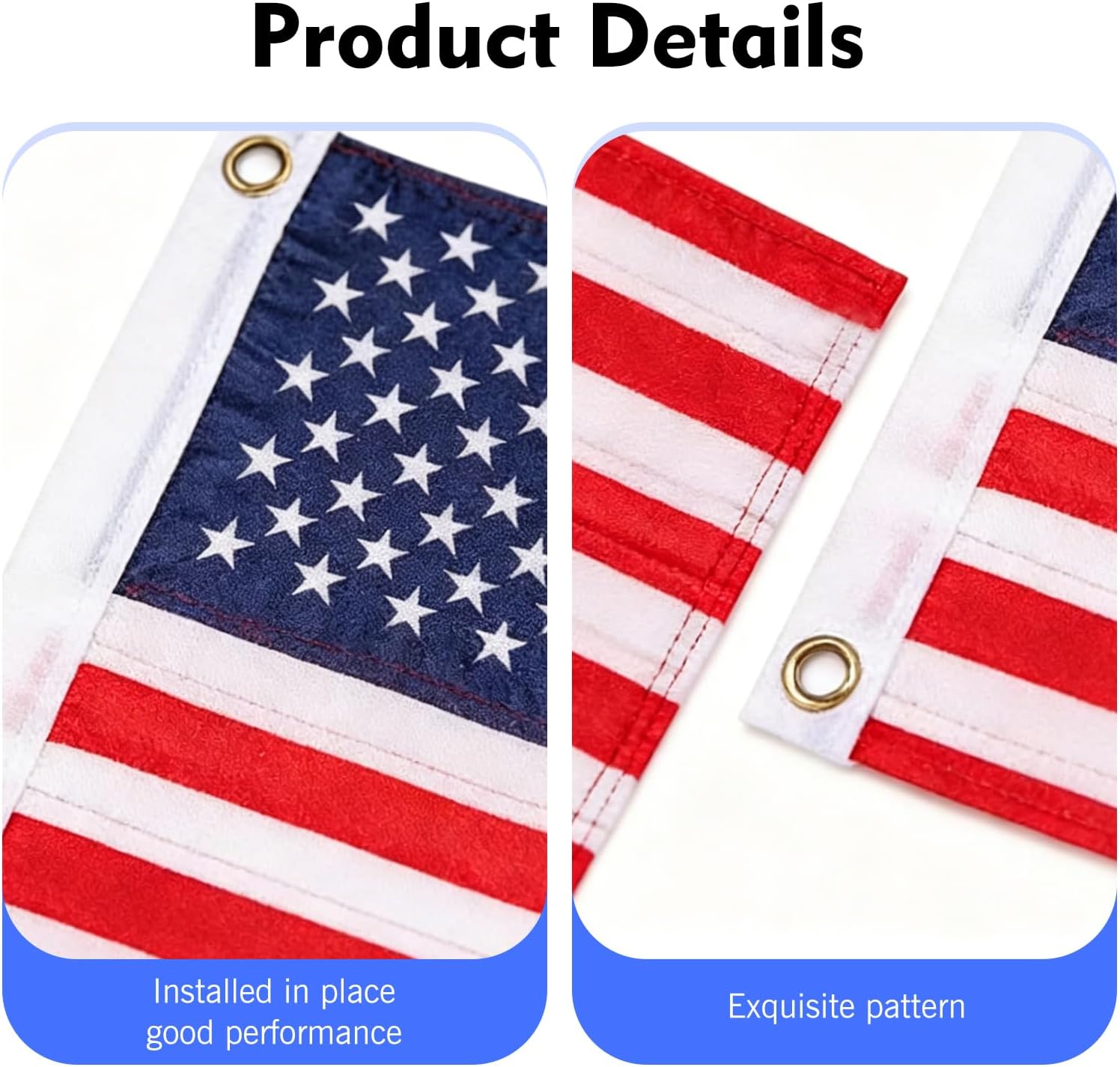 2 PCS Car American Flags, Double-Sided Patriotic USA Flag for LED Whip Light & Antenna Pole, Heavy-Duty Star Stripe Pattern with Grommet, for UTV ATV Truck Boat Offroad (Multicolored)