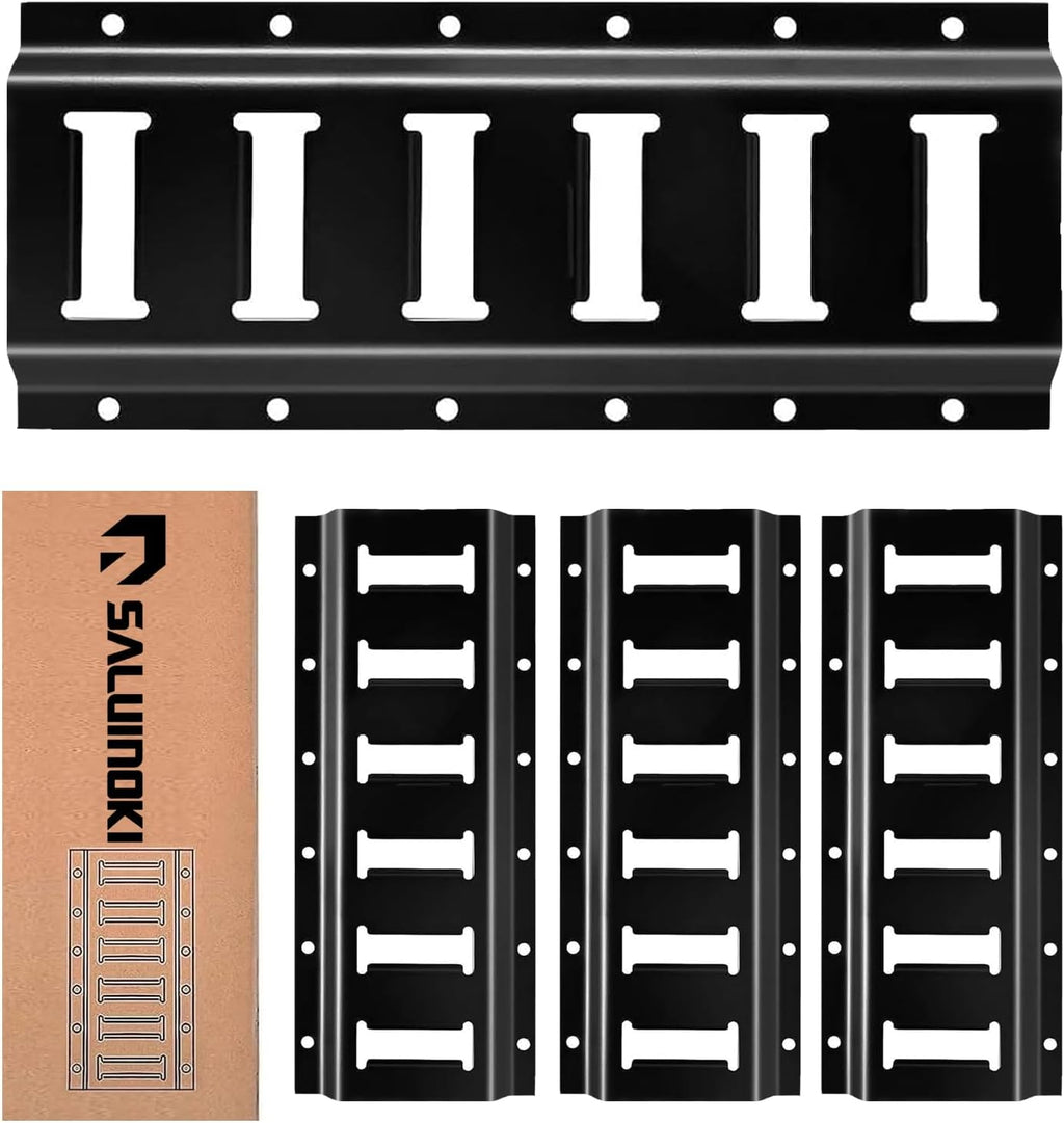 4Pack 1ft E Track Rails Tie Down Etrack Rail with Powder-Coated Steel e-Track for Garages, Workshops E-Tracks Accessories Black