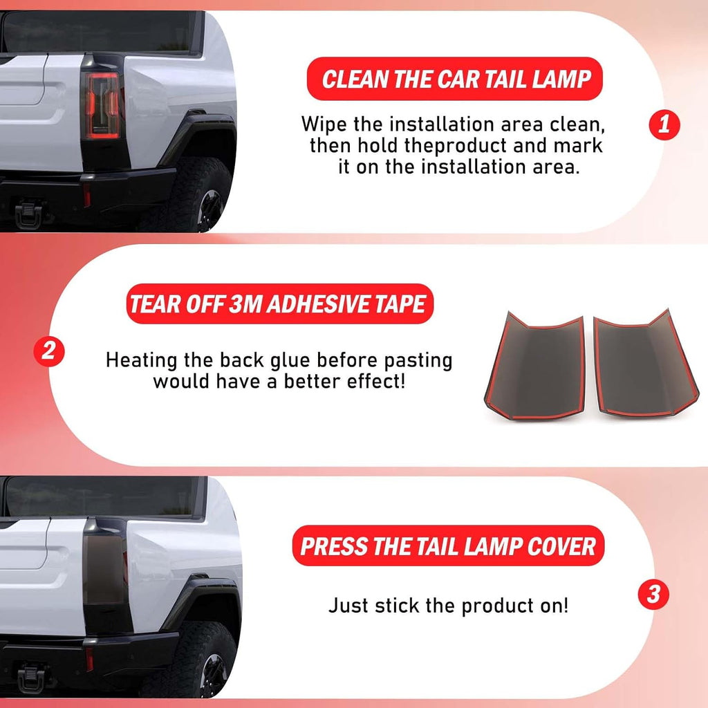 Yinanlutos Taillight Cover Trim Compatible with Hummer EV Pickup Truck 2024 2025 2026 Accessories Smoked Rear Tail Light Trim Cover Exterior Protection Decoration Accessories 2pcs