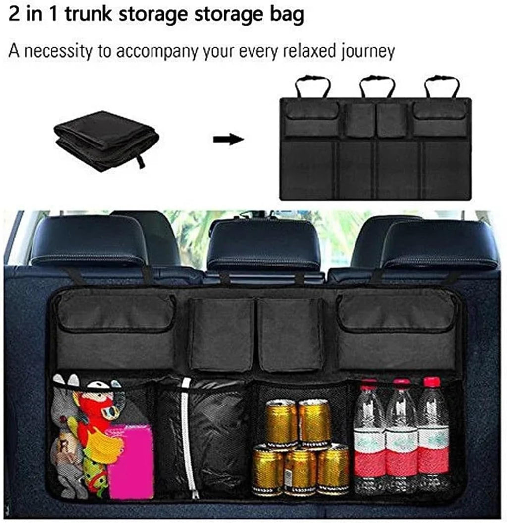 Universal Car Truck Bag Rear Seat Storage Organizer Large Capacity Loading Mesh Support Pocket(Upgraded A)