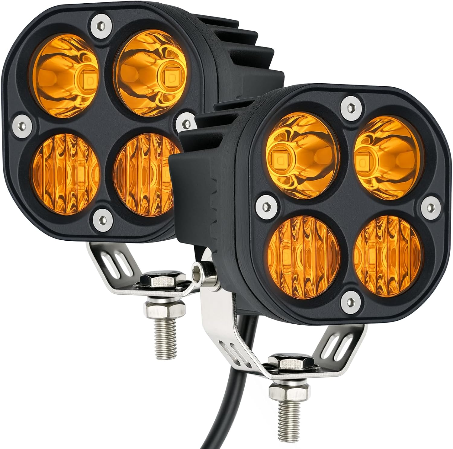 2-Pack 40W 3Inch Yellow/Amber Combo Beam LED Pod Light - Bright Off-Road Driving Fog Lights, Waterproof Auxiliary Ditch Lights for Truck, SUV, ATV, Boat, Motorcycle, Pickup, Tractor