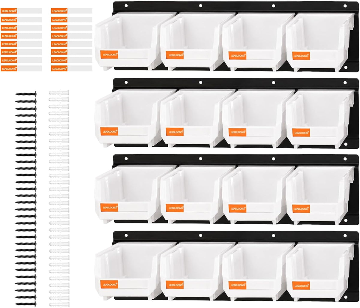 wall mounted storage bins, plastic hanging hardware organizer, main product view