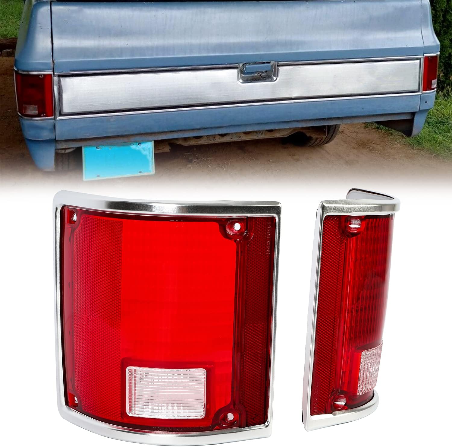 HECASA Pair Tail Light Lens Compatible with 1973-1991 Chevrolet Chevy Blazer Suburban Jimmy Driver Left & Passenger Right Replacement For 5968330, 5968329, GM2801122, GM2800122
