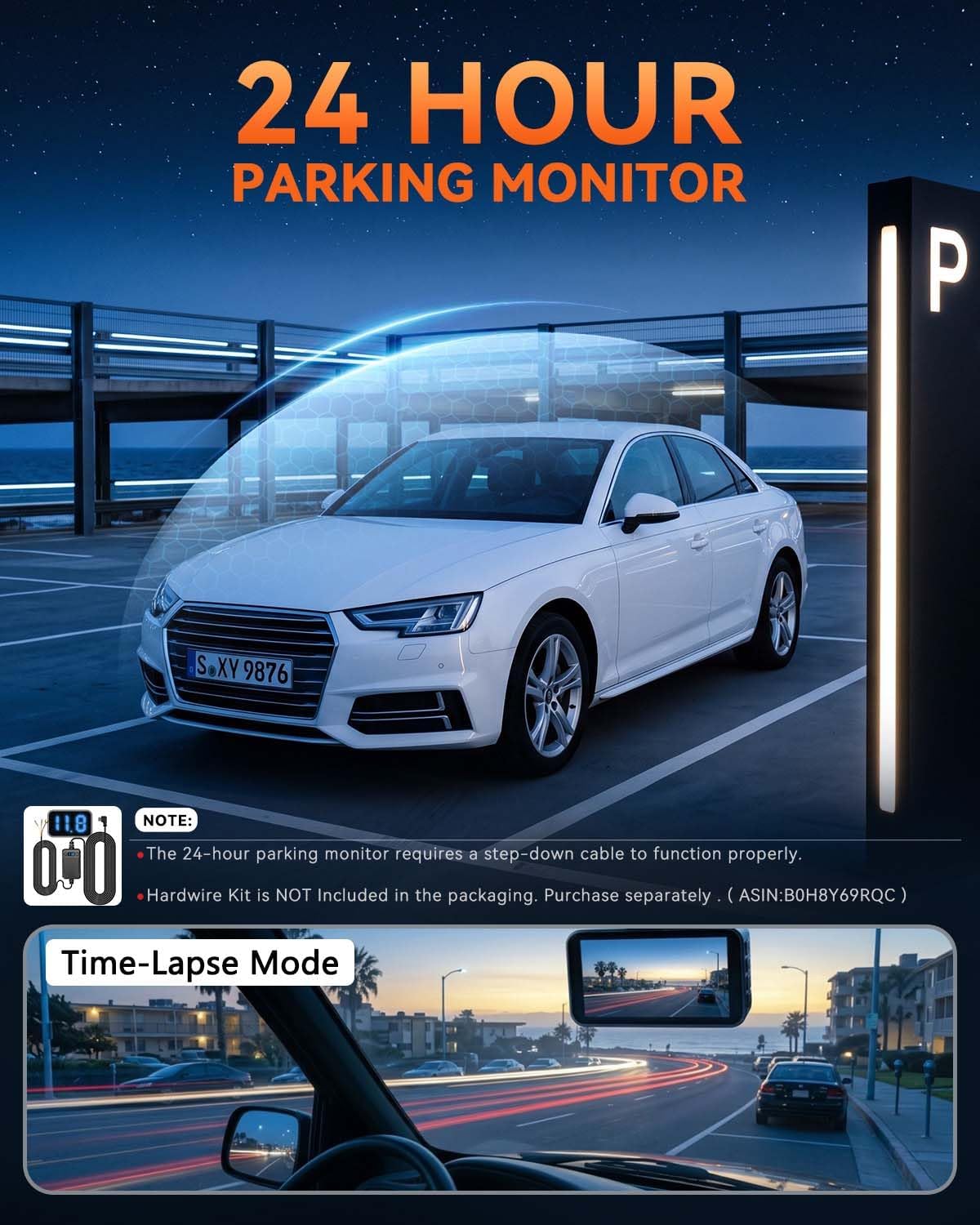 4k+4k dual dash cam front and rear, free showing dimensions