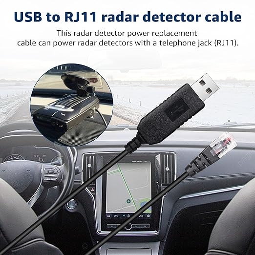 USB-C to RJ11 & USB to RJ11 Radar Detector Cables, 6.56Ft Each, Compatible - Image 3