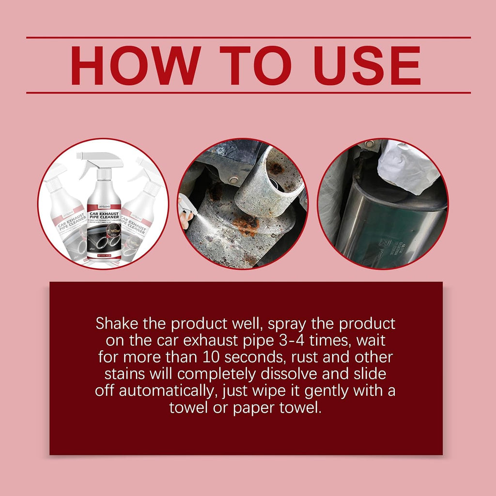 Car Exhaust Pipe Cleaner Spray, Rust Remover and Gloss Restorer, 4 fl oz