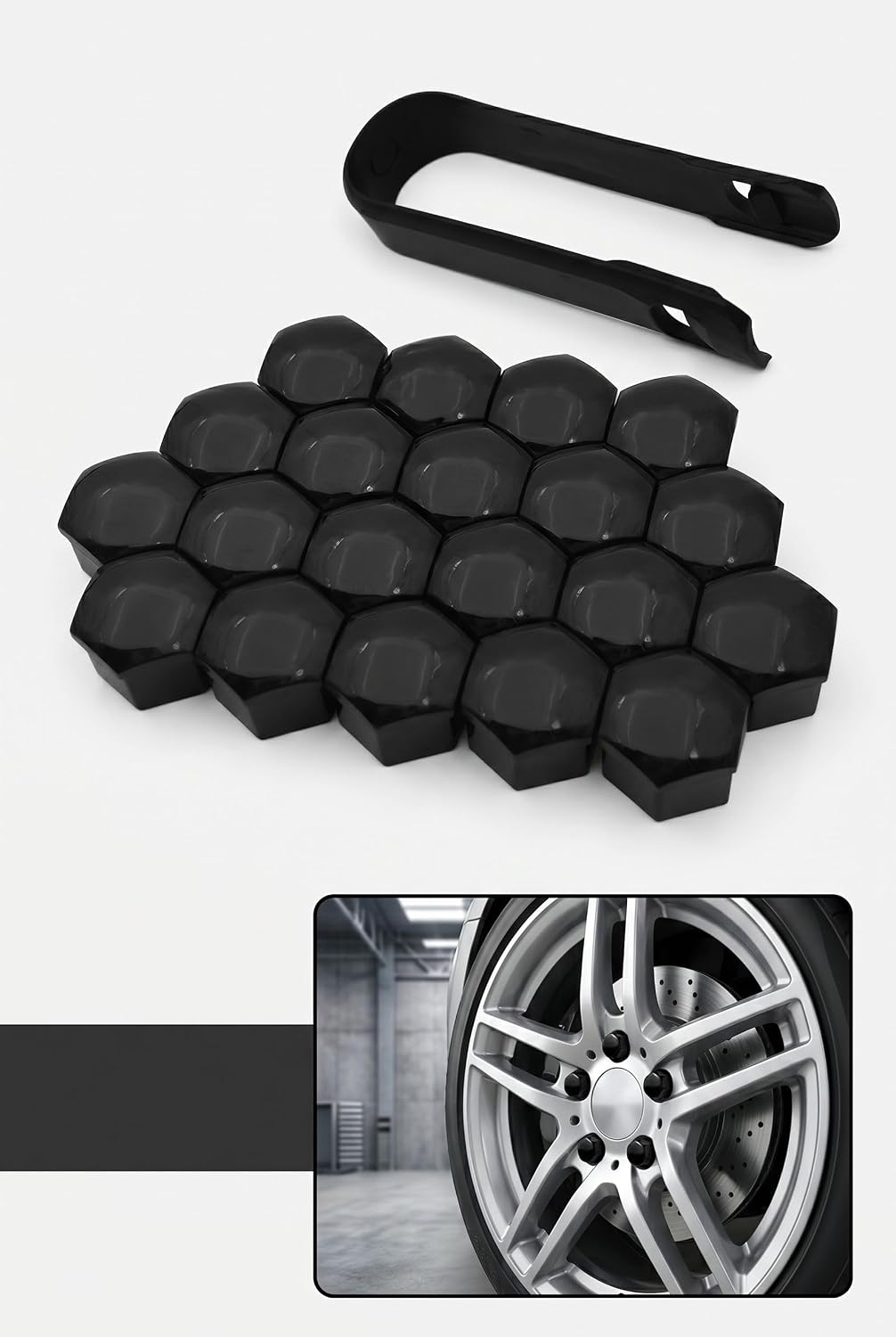 20 PCS Lug Nut Covers, 17mm Hex Lugnut Covers with Removal Tool, Plastic Wheel Nut Rim Protector, Dustproof Lug Nut Caps, Universal Bolt Covers for Cars SUVs (Black #17mm)