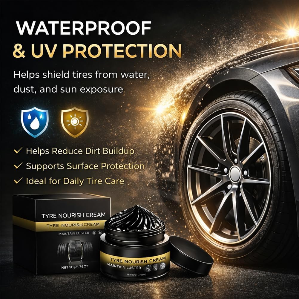 Tyre Nourish Cream, Powerful Wheel Cleaning Refurbish Wax, Restores Black Gloss for Cars, Uv Protection And Waterproof Coating, Long-Lasting Tire Shine Gelfor for Car Tires (1pcs)