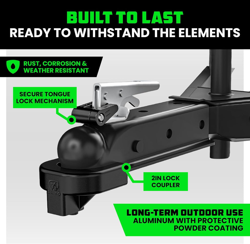 Rhino USA Trailer Hitch Lock Kit (for 2" Trailers) Heavy Duty Anti Theft Trailer Coupler Locks for RV, Camper, Trailer, Boat, Caravan - Reinforced Solid Steel Tow Lock for Trailer Tongue