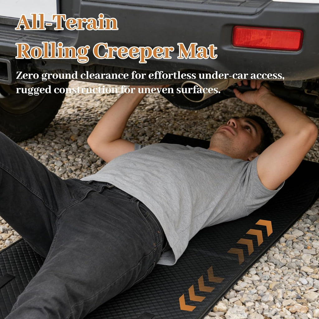 Rolling Creeper Mat, 60"x28" Zero Ground Clearance Mechanic Mat for Working Under Car, Under Car Roller for All Vehicles & Terrains, 3-Layer Design with Storage Bag