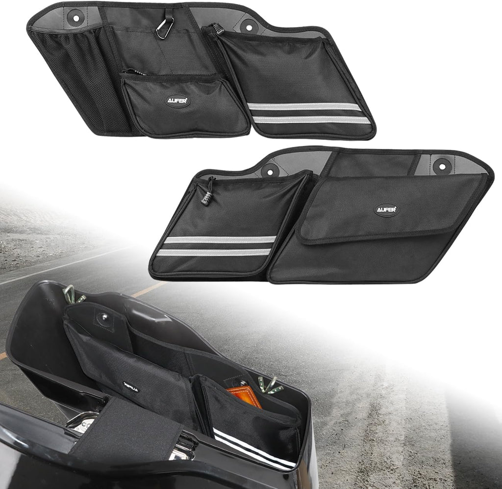 AUFER Left & Right Side Motorcycle Saddlebag Organizers Storage Bags Saddle bag Organizers Bag Compatible With For 1993-2013 Harley Touring Road King Road Glide Electra Glide Street Glide