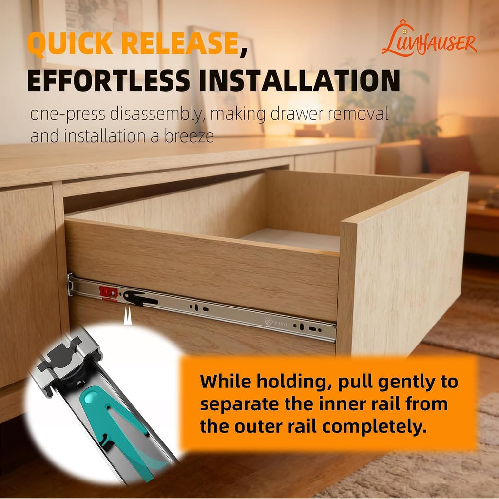 2 pair side‑mount 3‑section full extension soft‑close drawer, view 9